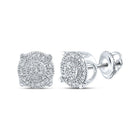 14kt White Gold Men's Round Diamond Cluster Earrings - A Dazzling Statement of Style and Elegance - Splendid Jewellery