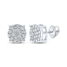 14kt White Gold Men's Round Diamond Cluster Earrings: A Dazzling Statement of Style and Sophistication - Splendid Jewellery