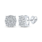 14kt White Gold Men's Round Diamond Cluster Earrings: A Dazzling Statement of Style and Sophistication - Splendid Jewellery