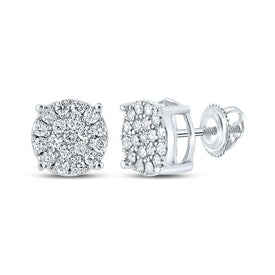 14kt White Gold Men's Round Diamond Cluster Earrings: A Dazzling Statement of Style and Sophistication - Splendid Jewellery