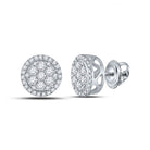 14kt White Gold Men's Round Diamond Cluster Earrings - Captivating Brilliance - Splendid Jewellery