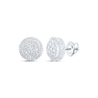 14kt White Gold Men's Round Diamond Cluster Earrings - Captivating Brilliance - Splendid Jewellery
