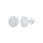 14kt White Gold Men's Round Diamond Cluster Earrings - Captivating Brilliance - Splendid Jewellery