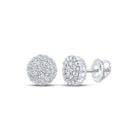 14kt White Gold Men's Round Diamond Cluster Earrings - Captivating Brilliance - Splendid Jewellery