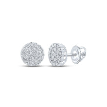 Load image into Gallery viewer, 14kt White Gold Men's Round Diamond Cluster Earrings - Captivating Brilliance - Splendid Jewellery