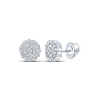 14kt White Gold Men's Round Diamond Cluster Earrings - Captivating Brilliance - Splendid Jewellery