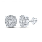 14kt White Gold Men's Round Diamond Cluster Earrings - Captivating Brilliance - Splendid Jewellery