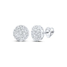 14kt White Gold Men's Round Diamond Cluster Earrings - Captivating Brilliance - Splendid Jewellery