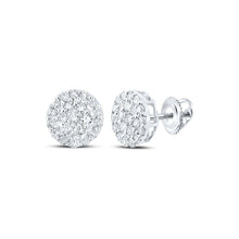 Load image into Gallery viewer, 14kt White Gold Men's Round Diamond Cluster Earrings - Captivating Brilliance - Splendid Jewellery
