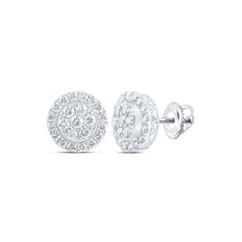 Load image into Gallery viewer, 14kt White Gold Men's Round Diamond Cluster Earrings - Exquisite Brilliance - Splendid Jewellery