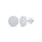 14kt White Gold Men's Round Diamond Cluster Earrings - Exquisite Brilliance - Splendid Jewellery