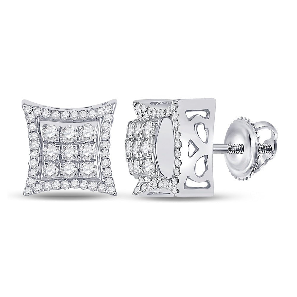 14kt White Gold Men's Round Diamond Kite Square Earrings - 5/8 Cttw | Exquisite Diamond Jewelry - Splendid Jewellery