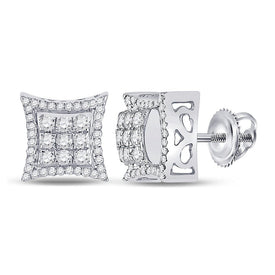 14kt White Gold Men's Round Diamond Kite Square Earrings - 5/8 Cttw | Exquisite Diamond Jewelry - Splendid Jewellery