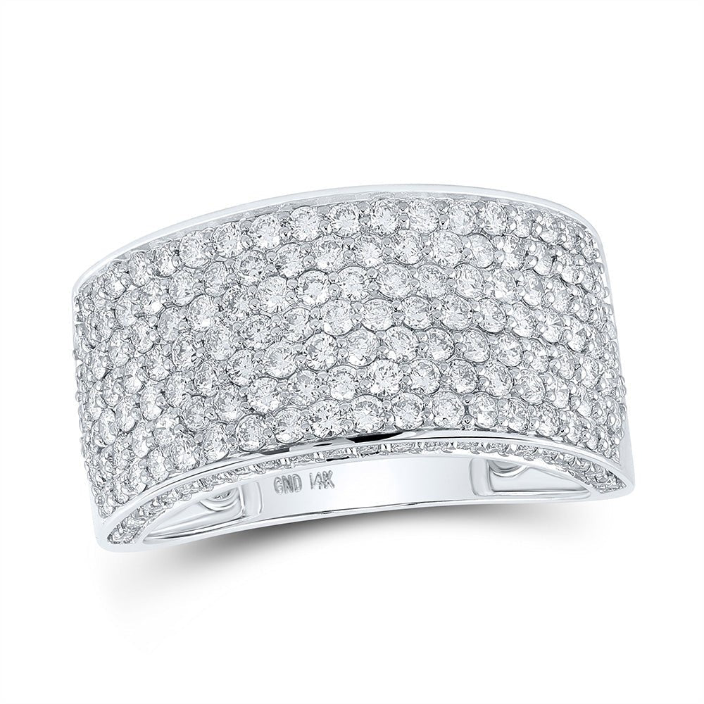 14kt White Gold Men's Round Diamond Pave Band Ring - A Dazzling Statement Piece - Splendid Jewellery