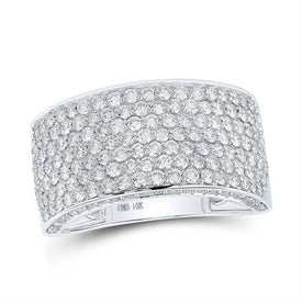 14kt White Gold Men's Round Diamond Pave Band Ring - A Dazzling Statement Piece - Splendid Jewellery