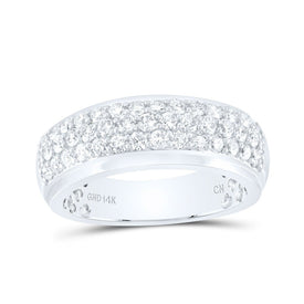 14kt White Gold Men's Round Diamond Pave Band Ring - Exquisite Brilliance - Top View