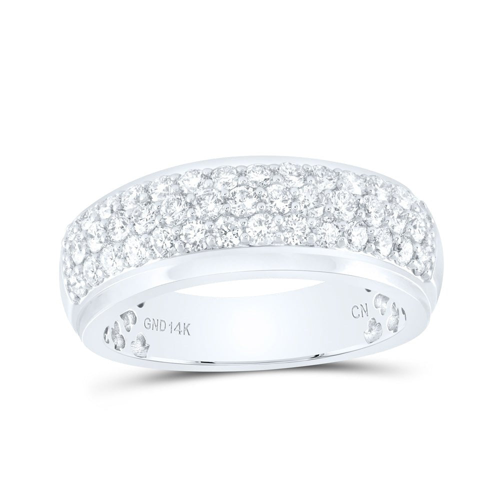 14kt White Gold Men's Round Diamond Pave Band Ring - Exquisite Brilliance - Splendid Jewellery