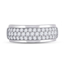 Load image into Gallery viewer, 14kt White Gold Men&#39;s Round Diamond Pave Band Ring - Exquisite Brilliance - Front View