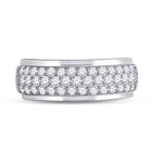 14kt White Gold Men's Round Diamond Pave Band Ring - Exquisite Brilliance - Front View