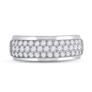 14kt White Gold Men's Round Diamond Pave Band Ring - Exquisite Brilliance - Splendid Jewellery