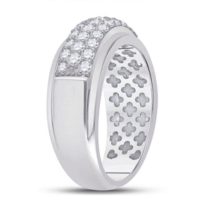 14kt White Gold Men's Round Diamond Pave Band Ring - Exquisite Brilliance - Splendid Jewellery