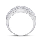 14kt White Gold Men's Round Diamond Pave Band Ring - Exquisite Brilliance - Side View