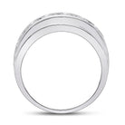 14kt White Gold Men's Round Diamond Single Row Band Ring 2 Cttw - A Dazzling Statement of Masculine Elegance - Splendid Jewellery