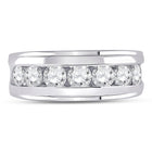 14kt White Gold Men's Round Diamond Single Row Band Ring 2 Cttw - A Dazzling Statement of Masculine Elegance - Front View