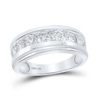 14kt White Gold Men's Round Diamond Single Row Band Ring 2 Cttw - A Dazzling Statement of Masculine Elegance - Top View