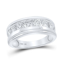 Load image into Gallery viewer, 14kt White Gold Men's Round Diamond Single Row Band Ring 2 Cttw - A Dazzling Statement of Masculine Elegance - Splendid Jewellery