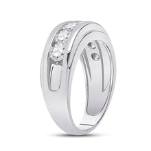 Load image into Gallery viewer, 14kt White Gold Men's Round Diamond Single Row Band Ring 2 Cttw - A Dazzling Statement of Masculine Elegance - Splendid Jewellery