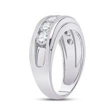 Load image into Gallery viewer, 14kt White Gold Men&#39;s Round Diamond Single Row Band Ring 2 Cttw - A Dazzling Statement of Masculine Elegance - Second Side View