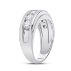 14kt White Gold Men's Round Diamond Single Row Band Ring 2 Cttw - A Dazzling Statement of Masculine Elegance - Second Side View