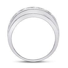 Load image into Gallery viewer, 14kt White Gold Men&#39;s Round Diamond Single Row Band Ring 2 Cttw - A Dazzling Statement of Masculine Elegance - Side View