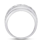 14kt White Gold Men's Round Diamond Single Row Band Ring 2 Cttw - A Dazzling Statement of Masculine Elegance - Side View