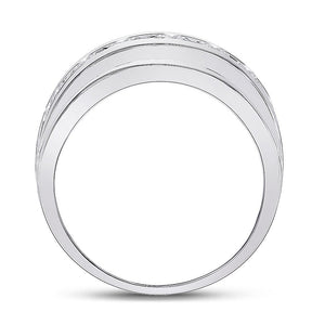 14kt White Gold Men's Round Diamond Single Row Band Ring 2 Cttw - A Dazzling Statement of Masculine Elegance - Splendid Jewellery