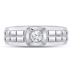 14kt White Gold Men's Round Diamond Solitaire Grid Fashion Ring 1/2 Cttw | Exquisite Brilliance - Splendid Jewellery