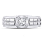 14kt White Gold Men's Round Diamond Solitaire Grid Fashion Ring 1/2 Cttw | Exquisite Brilliance  Front View from Splendid Jewellery