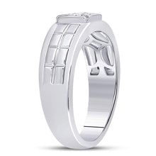 Load image into Gallery viewer, 14kt White Gold Men's Round Diamond Solitaire Grid Fashion Ring 1/2 Cttw | Exquisite Brilliance - Splendid Jewellery
