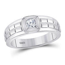 Load image into Gallery viewer, 14kt White Gold Men&#39;s Round Diamond Solitaire Grid Fashion Ring 1/2 Cttw | Exquisite Brilliance  Top View from Splendid Jewellery