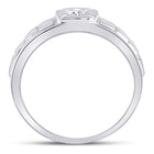 14kt White Gold Men's Round Diamond Solitaire Grid Fashion Ring 1/2 Cttw | Exquisite Brilliance - Splendid Jewellery