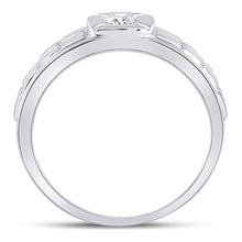 Load image into Gallery viewer, 14kt White Gold Men&#39;s Round Diamond Solitaire Grid Fashion Ring 1/2 Cttw | Exquisite Brilliance  Side View from Splendid Jewellery