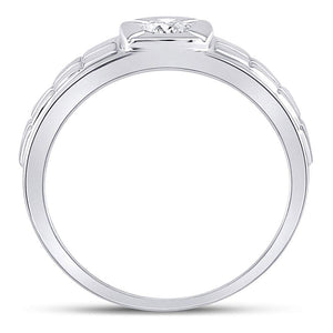 14kt White Gold Men's Round Diamond Solitaire Grid Fashion Ring 1/2 Cttw | Exquisite Brilliance - Splendid Jewellery