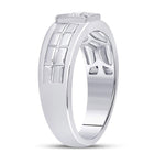 14kt White Gold Men's Round Diamond Solitaire Grid Fashion Ring 1/2 Cttw | Exquisite Brilliance  Side View 2 from Splendid Jewellery