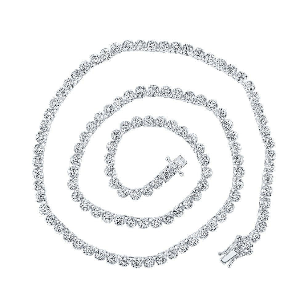 14kt White Gold Men's Round Diamond Tennis Chain Necklace - 10 - 1/4 Ct.t.w. - Splendid Jewellery