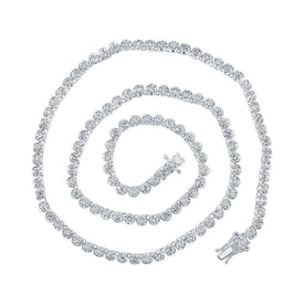 14kt White Gold Men's Round Diamond Tennis Chain Necklace - 10 - 1/4 Ct.t.w. - Splendid Jewellery