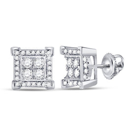 14kt White Gold Men's Square Diamond Earrings - 1/3 Cttw | Exquisite Jewellery - Splendid Jewellery
