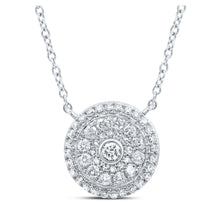 Load image into Gallery viewer, 14kt White Gold Mesmerizing Cluster Circle Diamond Pendant Necklace - Splendid Jewellery