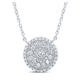 14kt White Gold Mesmerizing Cluster Circle Diamond Pendant Necklace - Splendid Jewellery