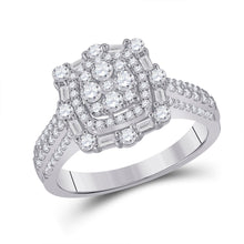 Load image into Gallery viewer, 14kt White Gold Mesmerizing Diamond Cluster Ring - Captivating Brilliance and Elegance - Top View